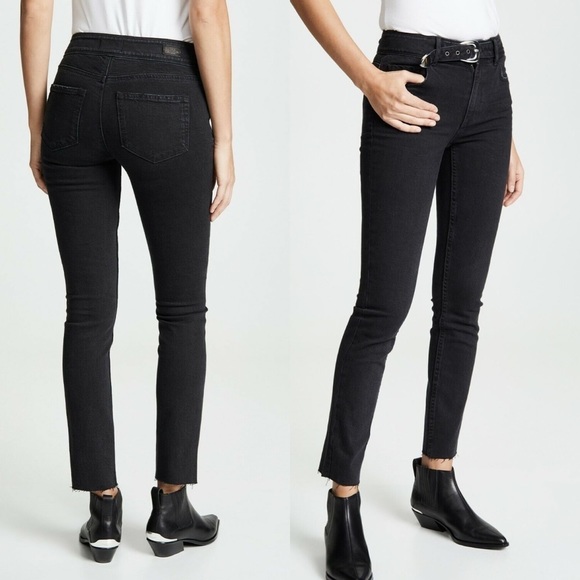 Paige HOXTON RIOT HIGH-RISE BELTED SKINNY ANKLE PEG JEANS - size 24/00 - Picture 2 of 12